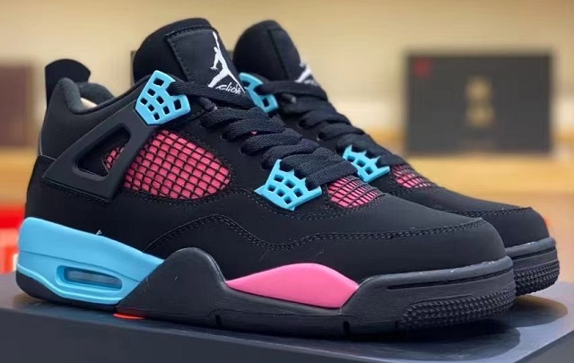 Women Air Jordan 4 Cement Blue Pink - Click Image to Close